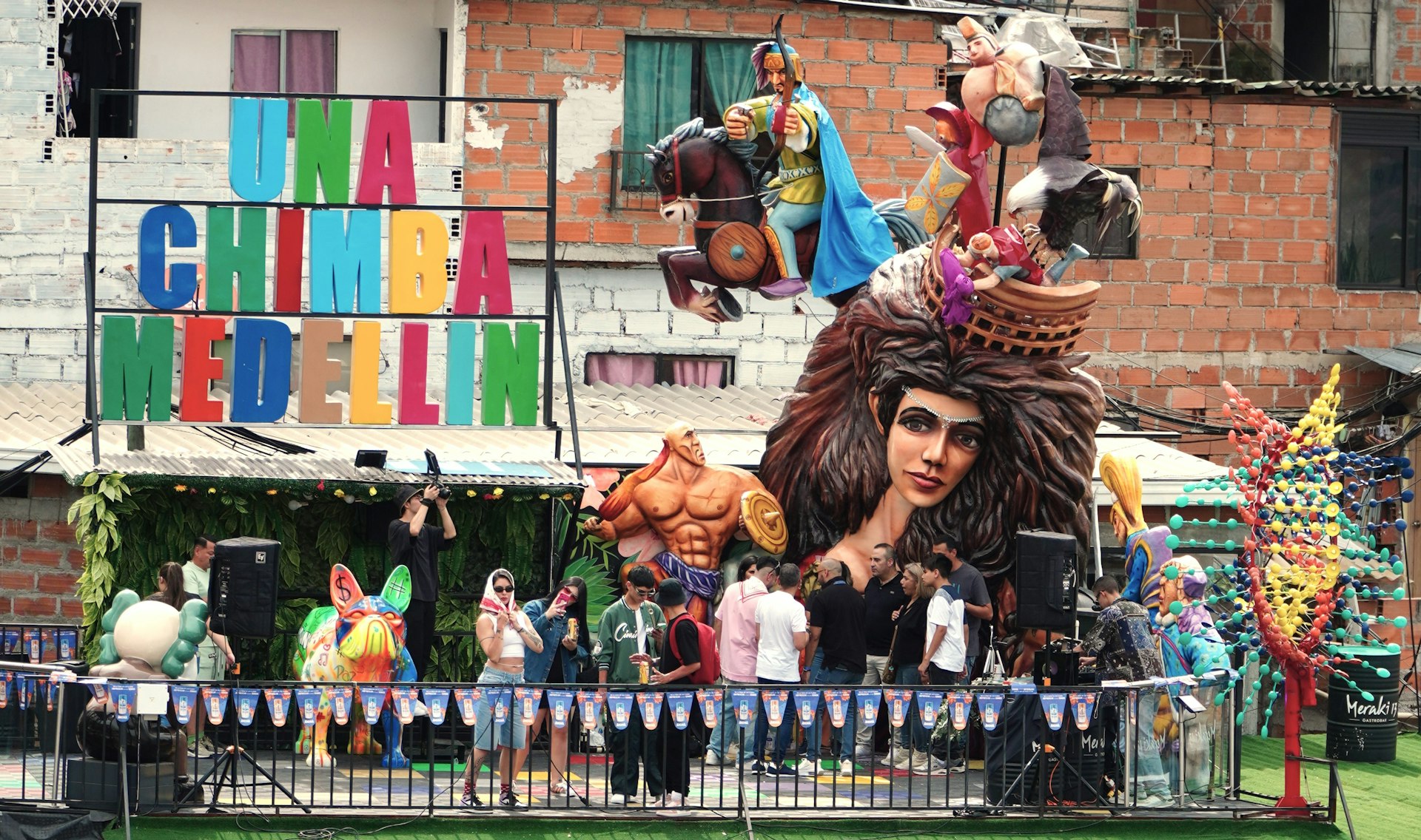 A https://wa.link/446qdycarnival float with a man dressed as a lion